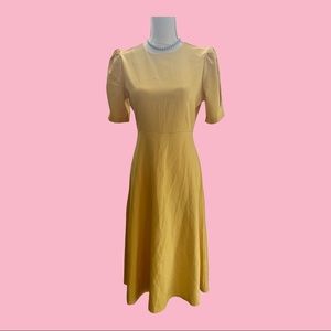 Korean Puffed Sleeves Yellow Dress